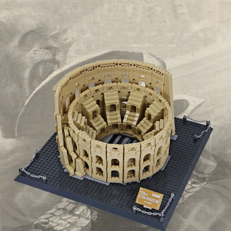 Kreatywny Świata Sławna Architektura Koloseum Rzym Włochy Klocki Budowlane Amphitheatrum Flavium Model z Cegieł Zabawki Konstrukcyjne