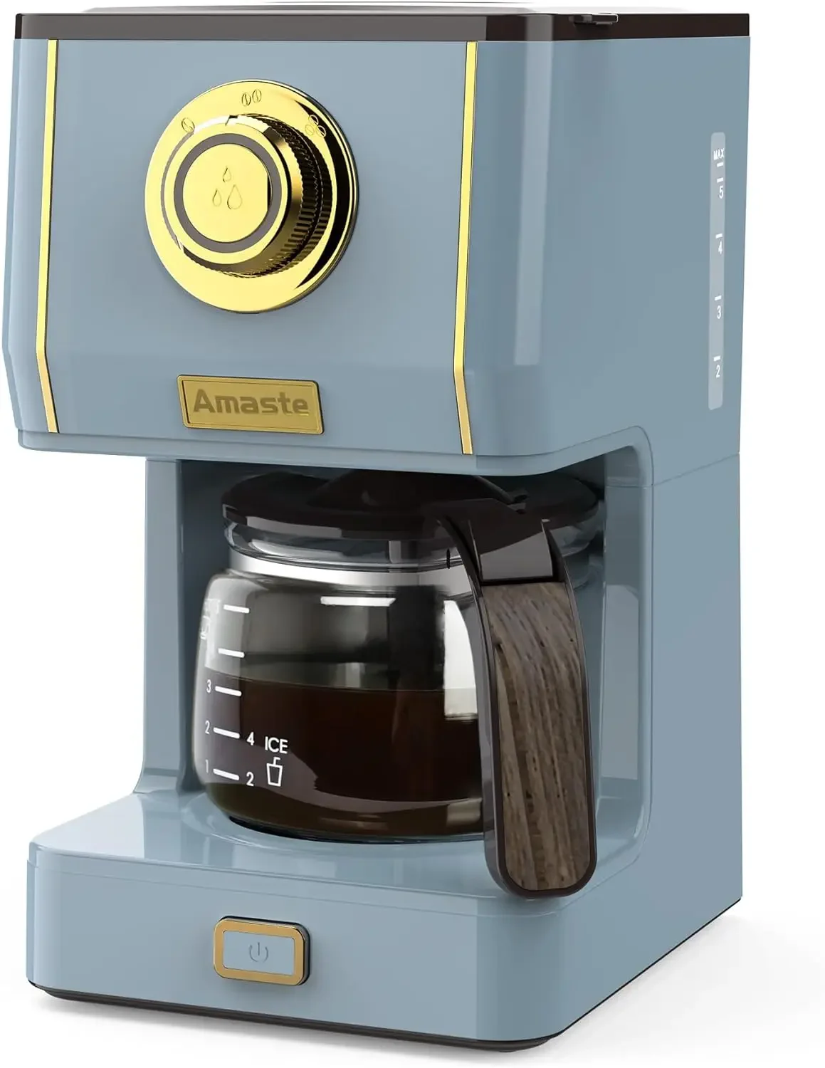 

5 Cup Coffee Pot with Three Brewing Modes, Retro Coffee Maker with Glass Carafe & Reusable Coffee Filter, Keep Warm, Ash Blue