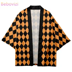 Traditional Style Plaid Print Kimono Women Men Japanese Streetwear Cardigan Haori Jackets Casual Outerwear K20