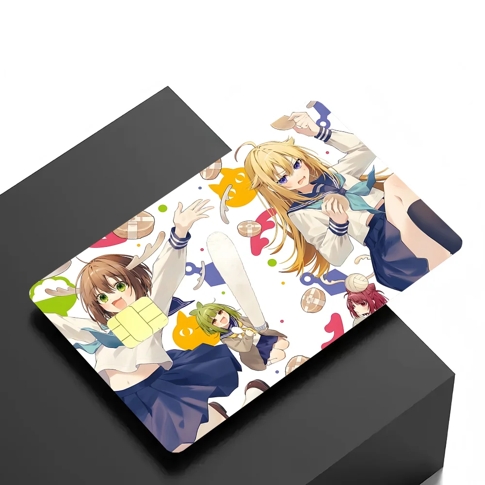 1PC Anime My Deer Friend Nokotan Adesivi per carte piccole 4 pezzi Adesivi per carte di credito in PVC Pellicola protettiva autoadesiva rimovibile