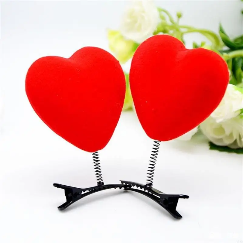 652F 3D Love Heart Hair Clip Plush Duckbill Clip Side Hairpin Valentines Day Festival Theme Hair Pin All Age Hair Decoration - Image 2