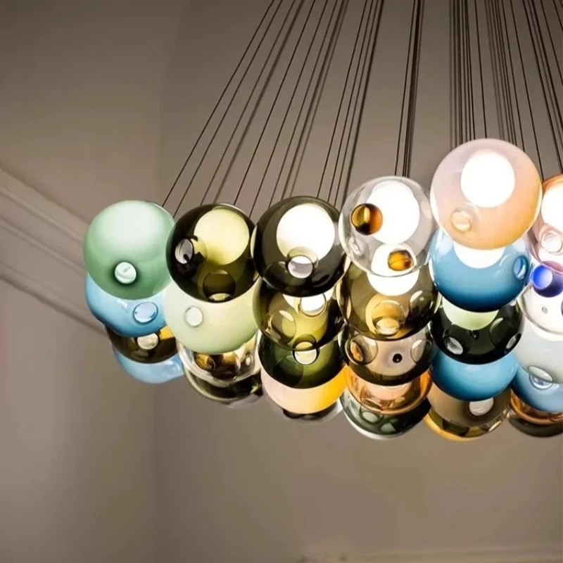 الأمريكية الملونة كرات زجاجية مُثبتة في السقف ضوء ديكور المنزل غرفة المعيشة غرفة نوم المطبخ مطعم خمر مصابيح معلقة #5