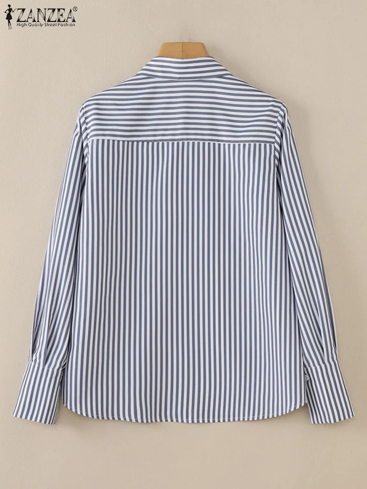 ZANZEA Frühling Elegante Shirts Büro Arbeit Bluse Frauen Revers Hals Langarm Blusas Lose Chemise Stilvolle Taste Unten Tops Tunika