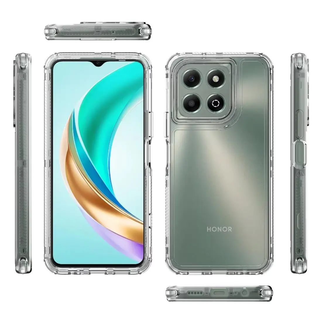 for Honor X6B Phone Case,Crystal Clear 3 in 1 Shockproof Transparent Cases Hard Bumper Soft TPU Protective Cover For Honor X6B