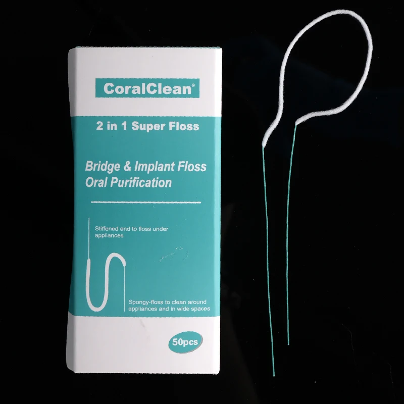 50pcs Dental Floss Threaders Tooth Flossers For Orthodontic Braces Bridge Implant Hoop Threading Braces Oral Clean
