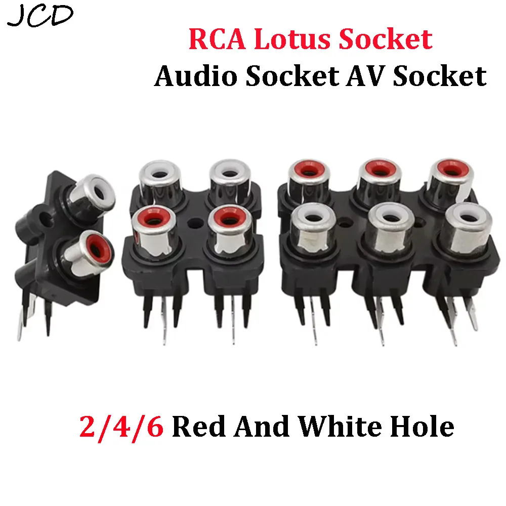 

1Pcs 2/4/6 Hole RCA Female Plug Stereo Audio Jack Audio AV Socket Input Plug Lotus Series Amplifier Interface Signal Connection