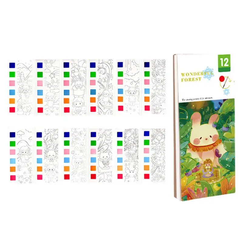 Watercolor Coloring Book Creative Kids Watercolor Coloring Book Cute Water Color Bookmarks Portable Watercolor Paint Book For