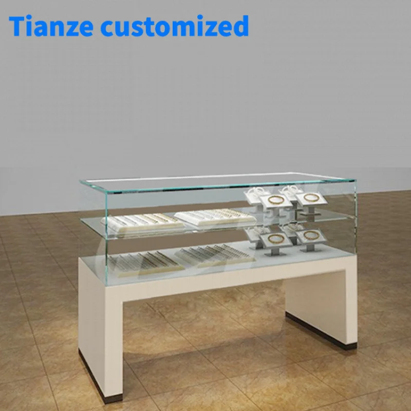 [Customized]Fashionable design of-glass jewelry display showcase with LED light