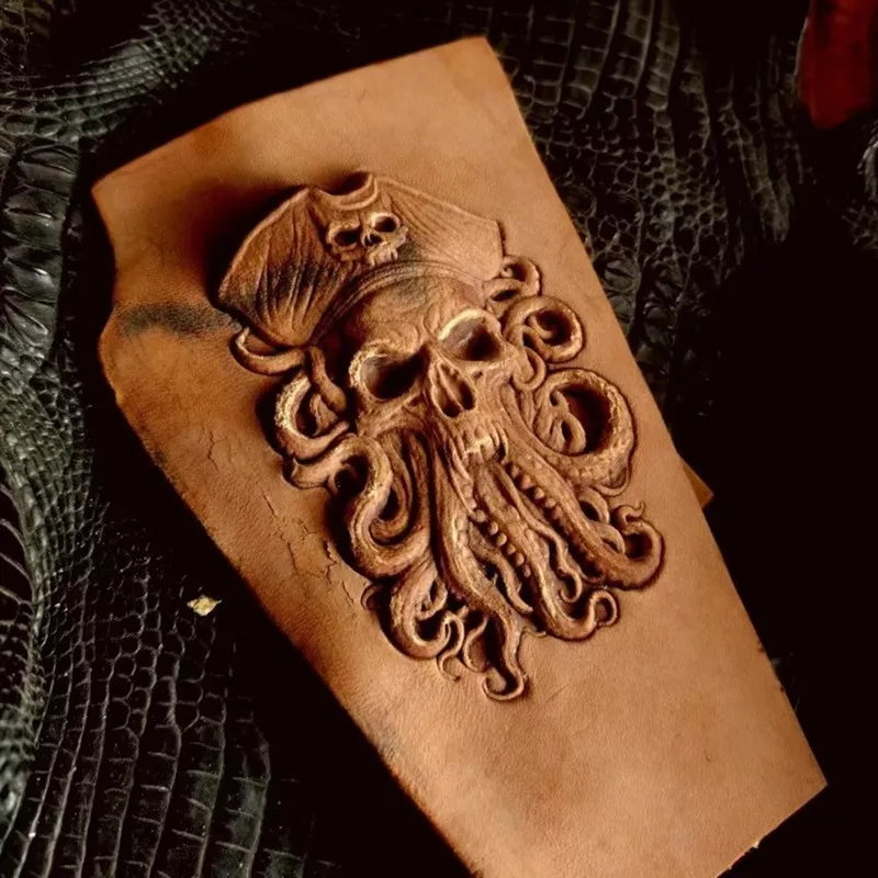 

Aluminum Alloy 3D Skull Octopus Embossing Mold11x7cm(4.33") - Pirate Leather Stamping Tool For Wallet/Belt Cold Stamping Process