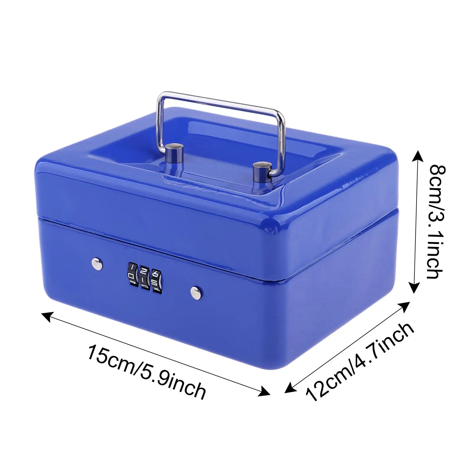 Money Box Metal Lock Boxes Portable 15x12x8 Case Accessories