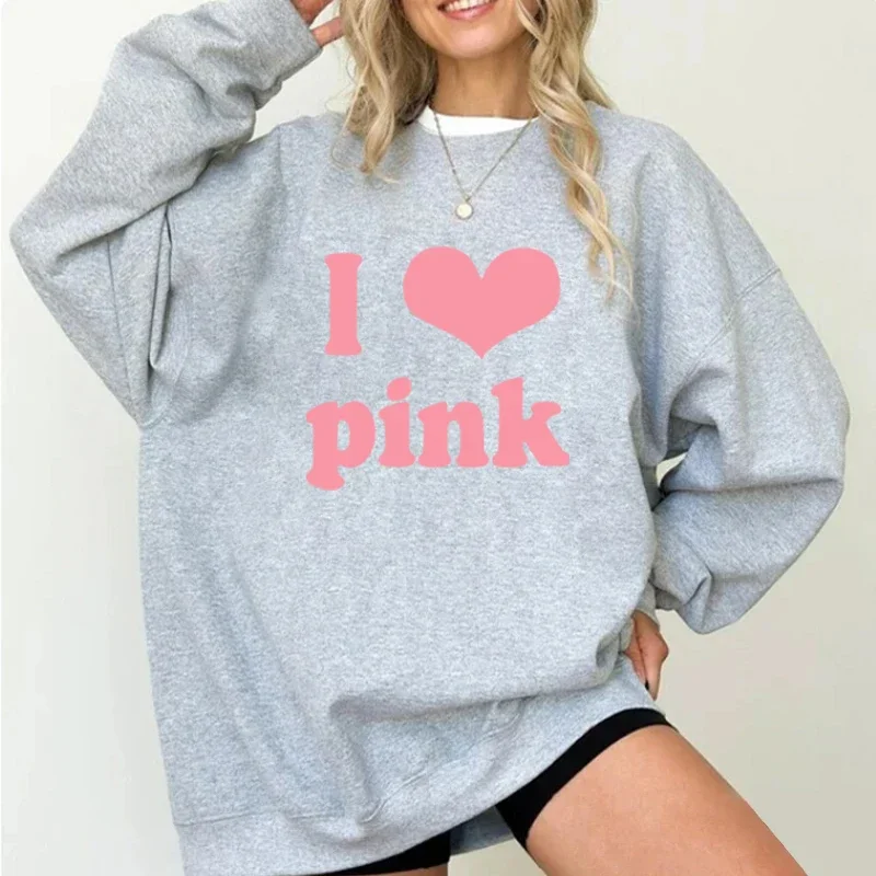 We Wear Pink Crew Neck Sweatshirts  on Wednesdays Pink  Fan Lover I Love Pink Crew Neck Tops Pink Ribbon Breast Cancer Awareness