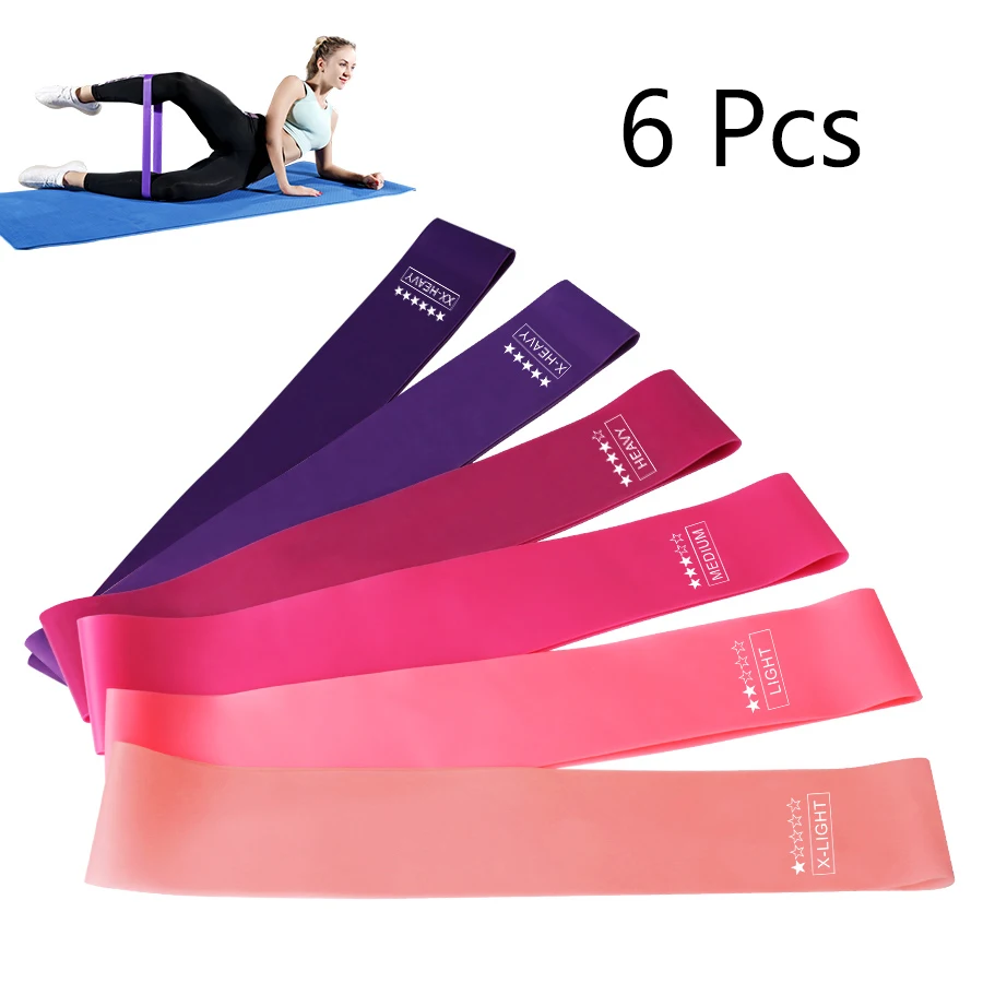 Bandas de resistencia para Crossfit, bandas de goma elásticas para Fitness, entrenamiento, Mini banda para gimnasio, equipo de fuerza para Yoga en casa, 6 piezas