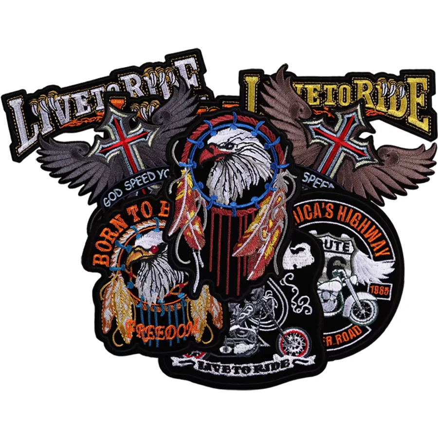 

Нашивка с вышивкой мотоцикла в стиле панк-орел, модная клубная железная нашивка, куртка и жилет «сделай сам», оптовая продажа