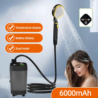 Portable Outdoor Camping Shower Pump Waterproof with Digital Display Rechargeable Shower Head Set for Camping Hiking Beach
