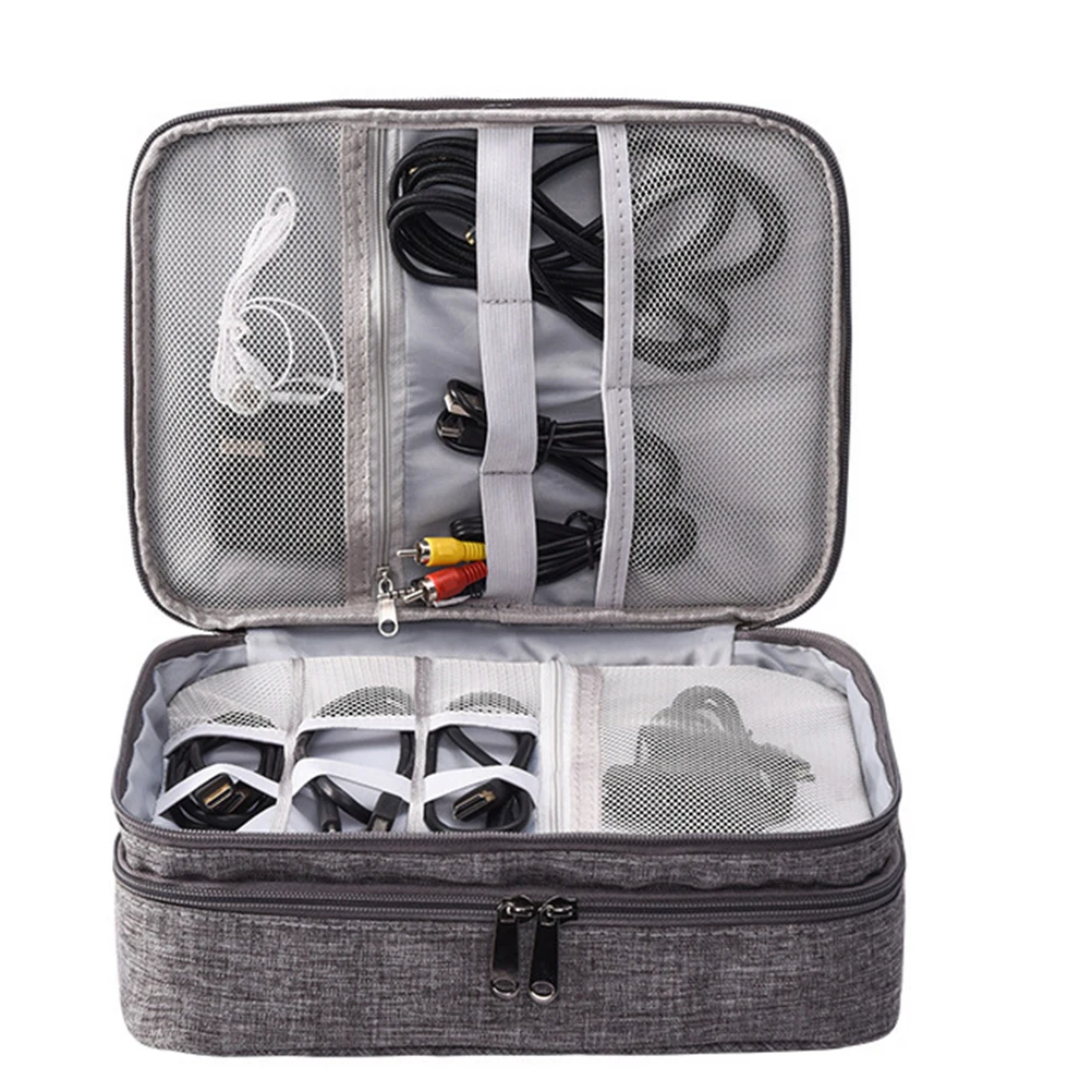

Waterproof Wear-Resistant Data Cable Storage Bag Multifunctional Pouch For Chargers Power Bank Earphones Cables Container