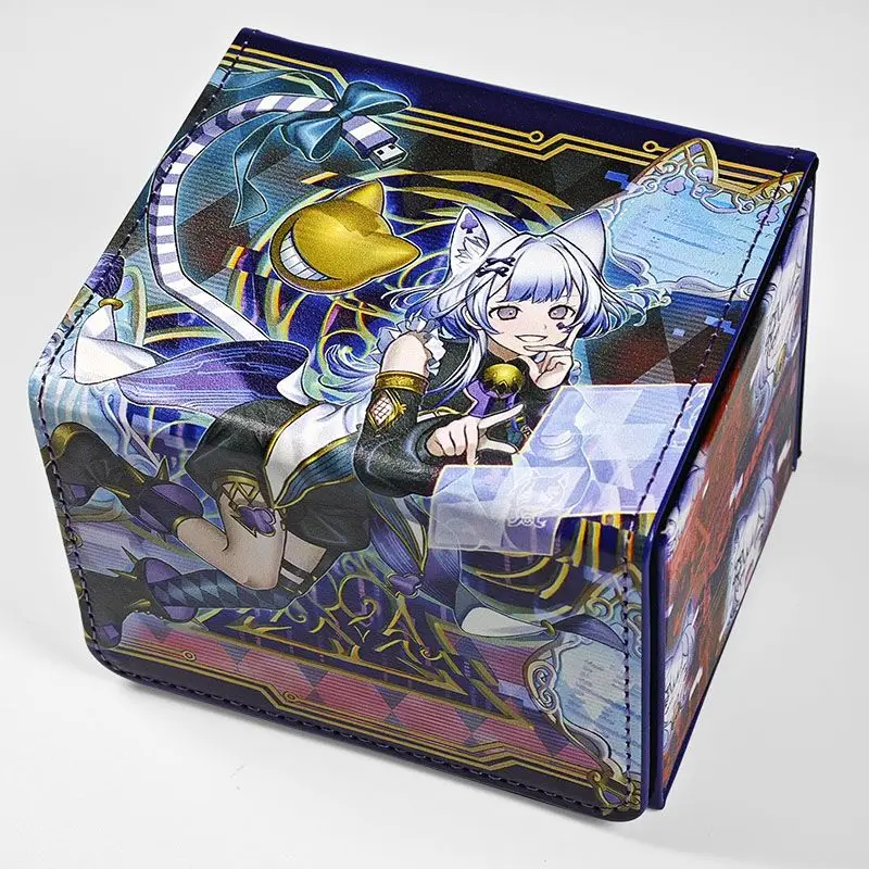 Yugioh M∀LICE HEARTS OF CRYPTER Deck Box Cheshire Cat Figures Cosplay Yu-Gi-Oh! OCG Trading Cards Pu Leather Collection Box 100+