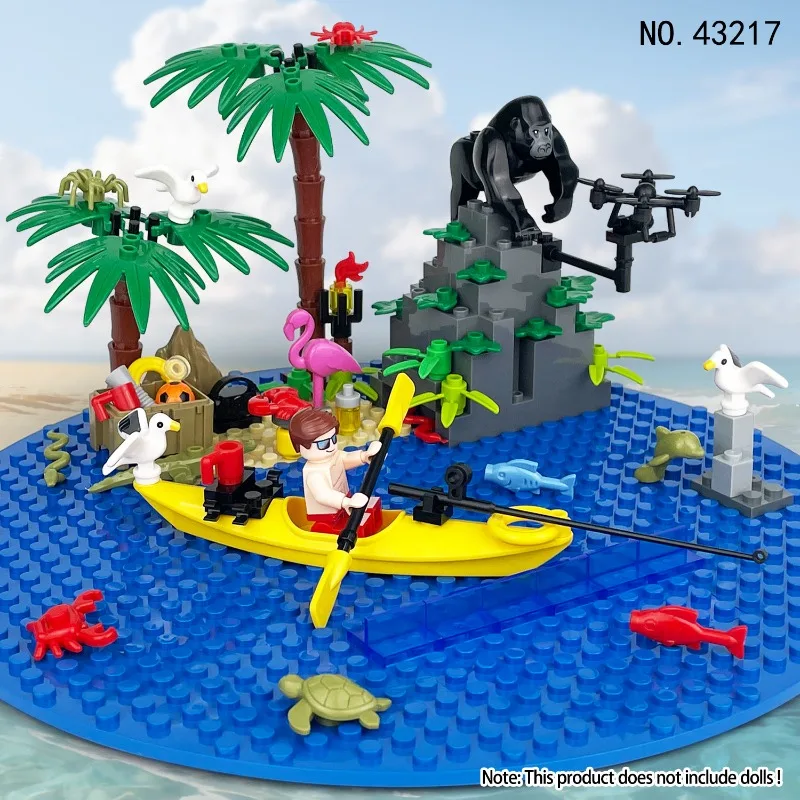 Jouets pour enfants, rocaille, orang-outan, blocs à assembler, figurines d'île de vacances, reptiles, jouets éducatifs pour enfants.