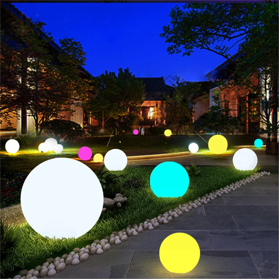 LED Garden Ball Light Landscape Lighting Bar Decor Night Lights Outdoor Party Wedding Lawn Lamps Remote 16 Color Battery Powered