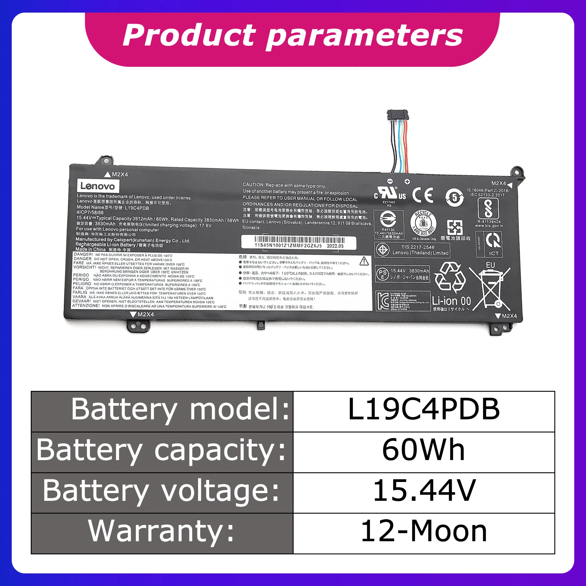 L19C4PDB New L19M4PDB Battery for Lenovo ThinkBook 14 15 G2 ARE ITL 2021 3812mAh/60Wh Laptop battery