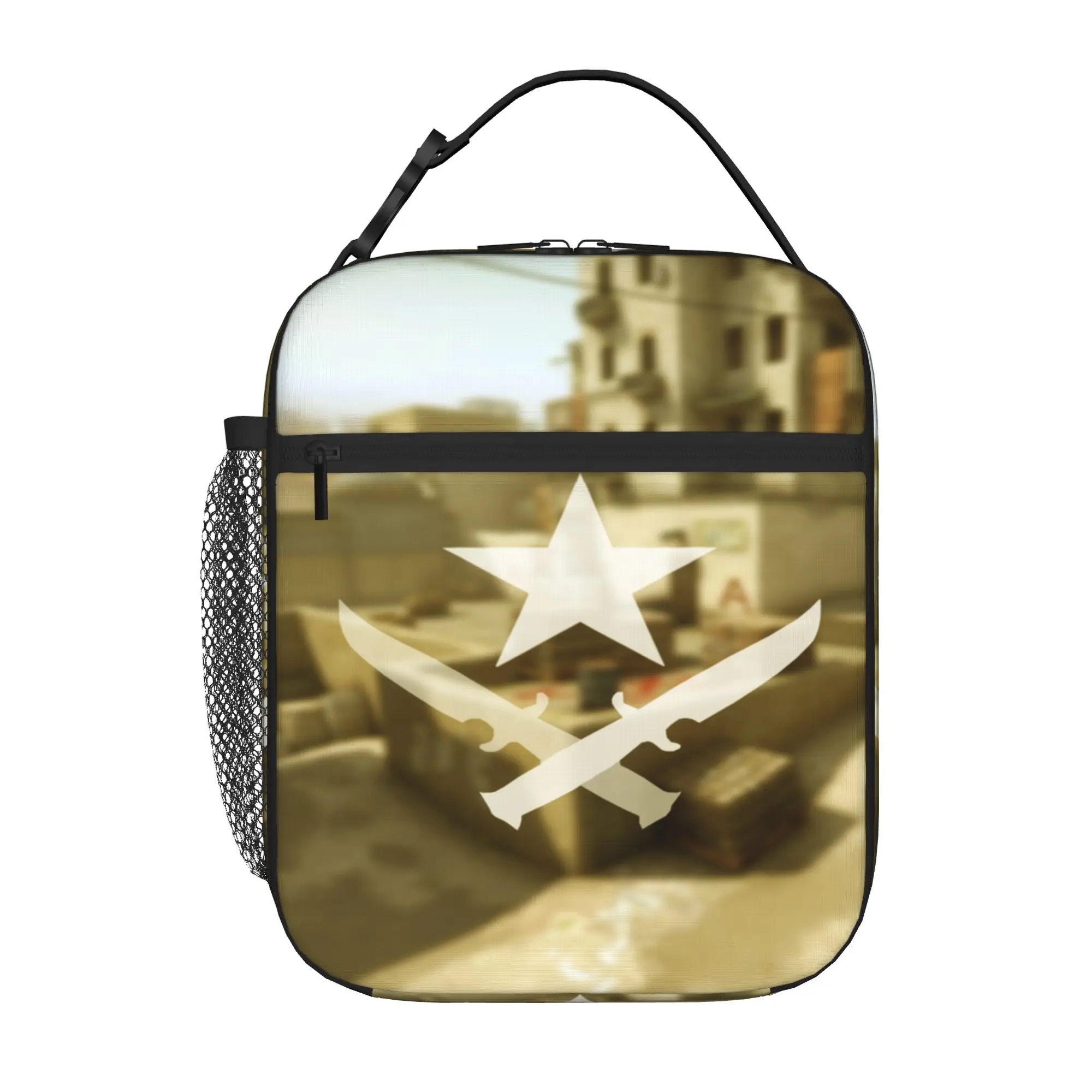 Back to school season  Lunch Box Bag CSGO Star Dual Knife Desert Map Art Washable Super Quality Daily Food Storage Lunch Bag