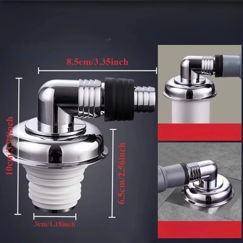 Washing Machine Floor Drain Connector, Drain Pipe, Sewer Odor and Overflow Preventer, Bathroom Three-Way Cover