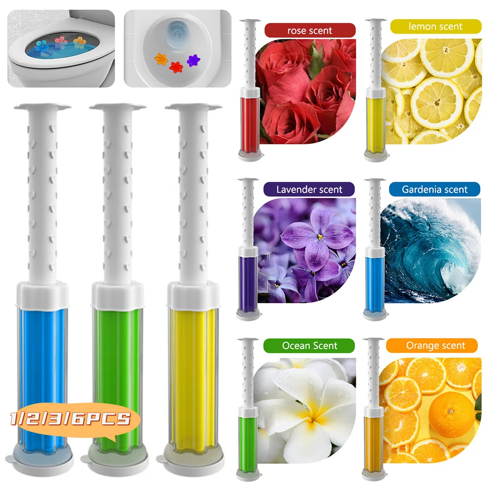 1-6PCS Flower Gel Stamp Toilet Cleaner Air Freshener Bathroom Toilet Cleaning Gel Needle Design Fragrance Deodorant Supplies