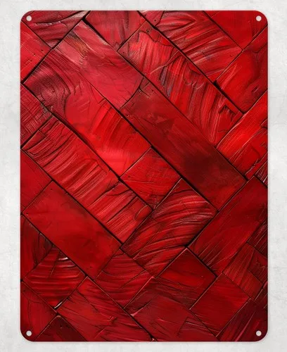 Red Herringbone Pattern Metal Poster Wall Tin Sign Man Cave Shed Home Plaque --Tin Sign