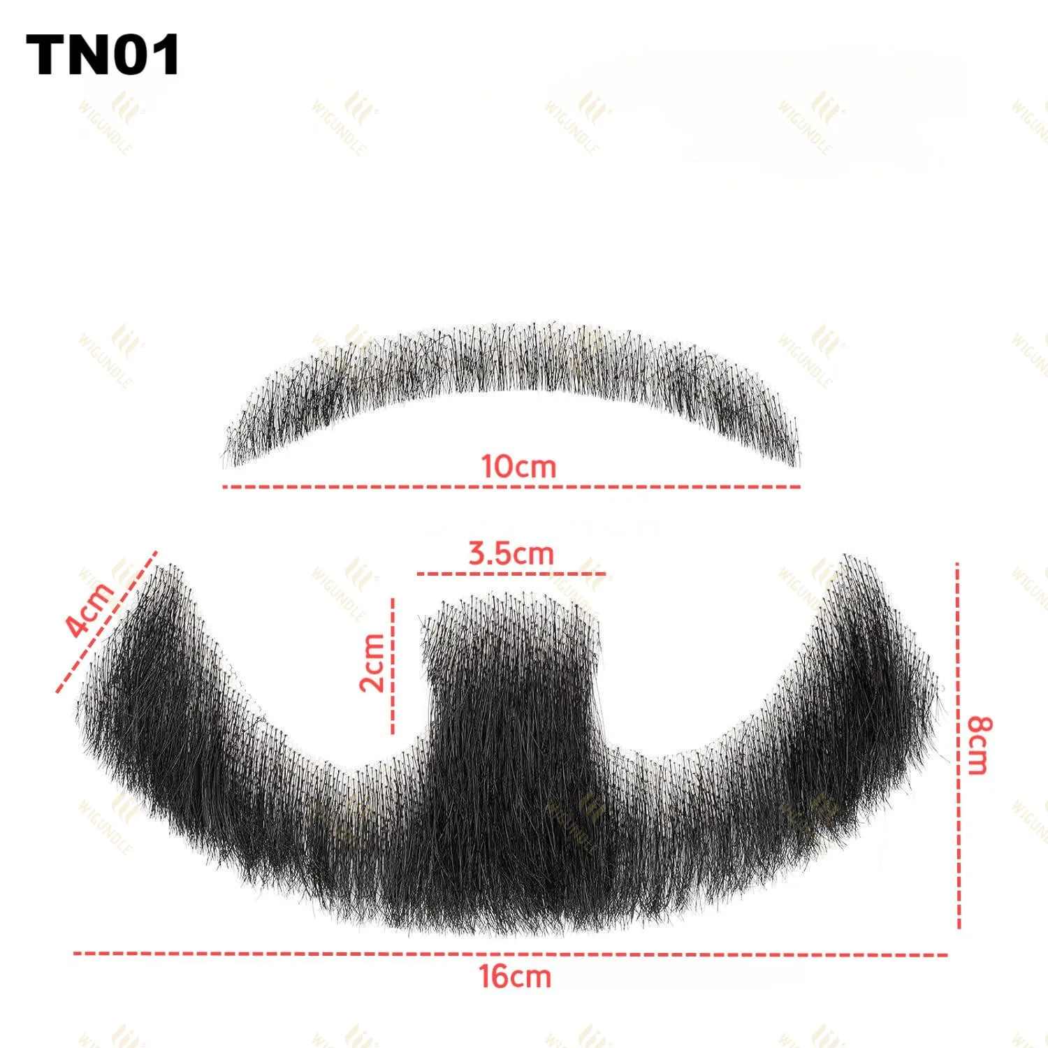 100% Human Hair Beard Black Brown Shallow Short Realistic Fake Moustache for Men Makeup Facial Hair Hand Made Invisible Beard