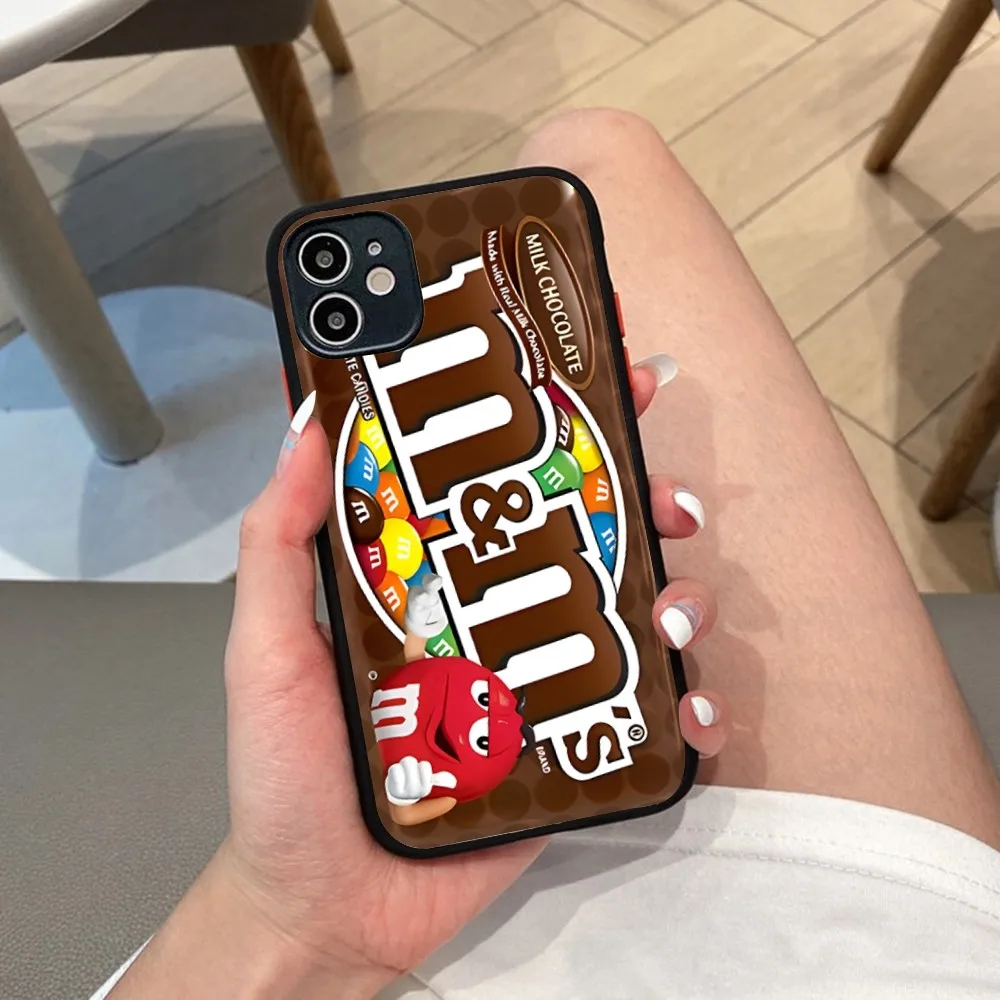 M-M&Ms-s C-Chocolate Phone Case For iPhone 14 X XR XS 7 8 Plus 11 12 13 pro MAX 13mini Matte Shockproof Case