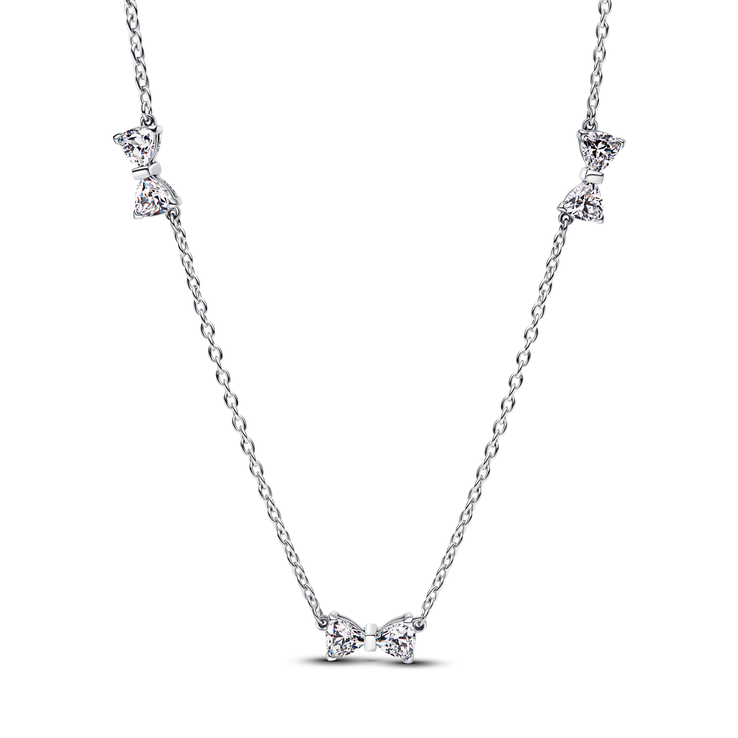 Elegantes Valentinstagsgeschenk 925% Reines Silber Charmante Herz-Schleife Zirkon-Halskette für Damen Edle Schmuckstücke Hochzeits- und Party-Accessoires – Detail 7