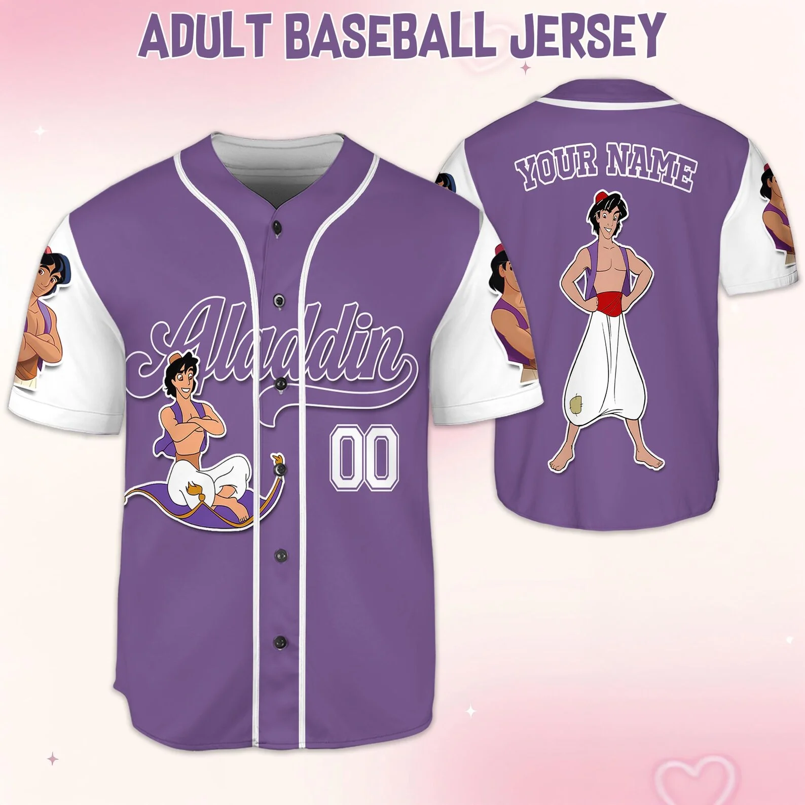 

Летняя модная бейсбольная рубашка Disney Aladdin, мужская и женская детская повседневная спортивная бейсбольная рубашка с короткими рукавами, топы