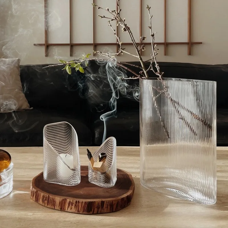 

Candle holder crystal glass candle holder ornament Nordic light luxury living room decoration