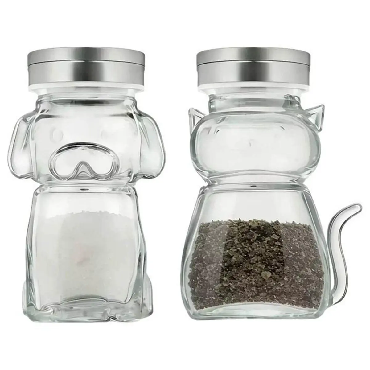 2pcs Cute Animal Salt Shaker with Lid - Perfect Seasoning Container for Home Kitchen and BBQ A