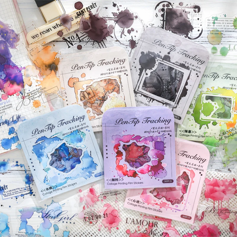 

Mr Paper 90 шт./пакет акварельный мечтатель коллаж отпечаток ПЭТ нарезанная пленка наклейки материал справочника DIY дневник стеклянная карта календарь