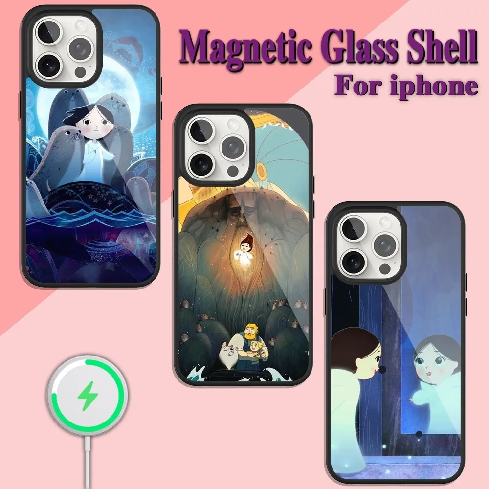 Song of the Sea Cartoon Phone Case For iPhone Charging 13 14 15 11 12 Pro Max Plus Glass Magsafe Magnetic Shell