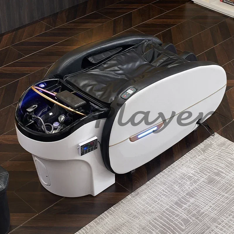 طاولة صالون غسيل الشعر الكهربائية 2025، سرير شامبو مريح متعدد الأغراض، محطة تصفيف ذكية متعددة الأغراض