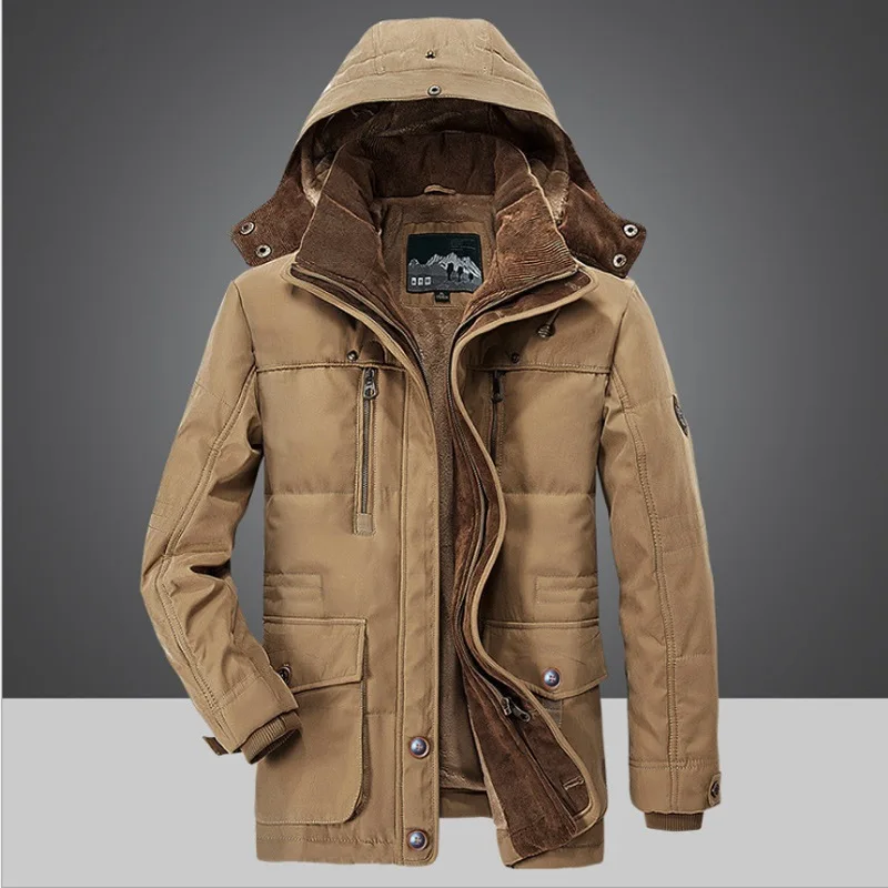 Winter High Quality Men's Jacket Long Thick Hot Hooded Parka Jackets Men's Casual Fit Multi-Pocket Cargo Jackets  Men's Clothing