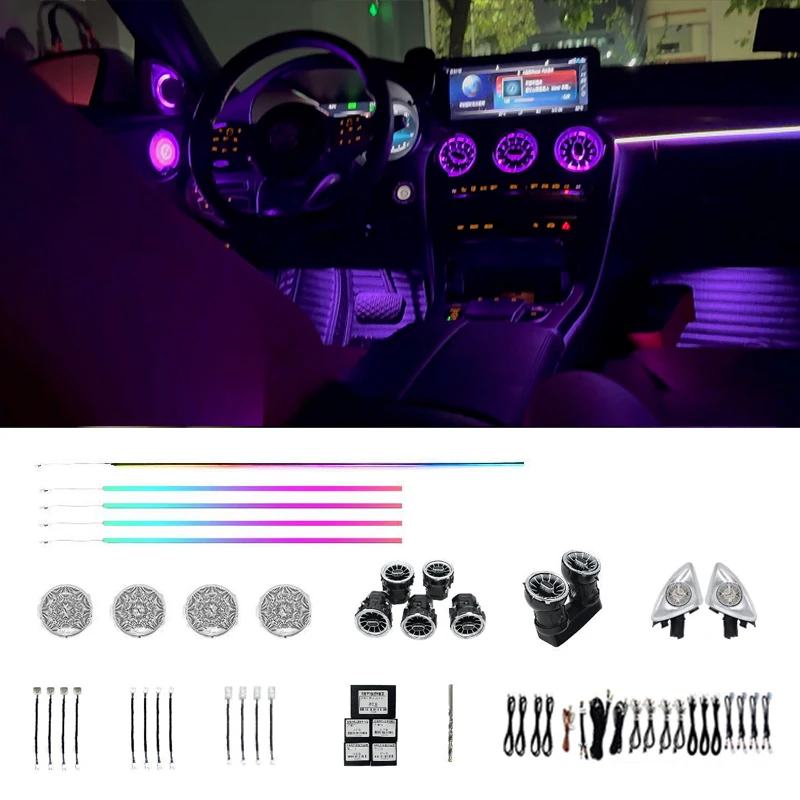 

Premium Car Interior Ambient Lights for Mercedes Benz W205 APP Remote Control Dream Color Car Atmosphere Lamp
