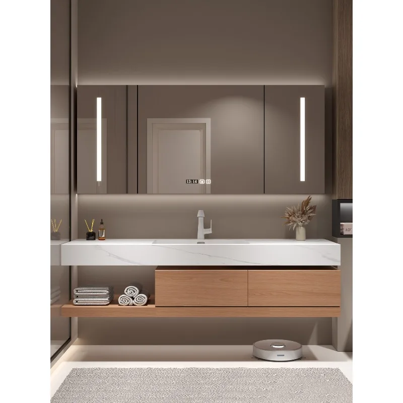 

Slate ceramic seamless basin bathroom cabinet washbasin cabinet combination