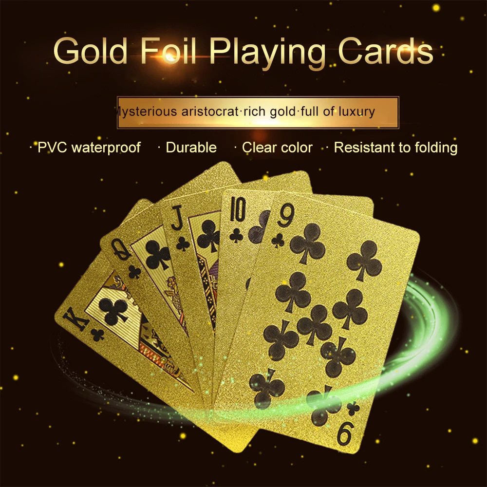 Gold Foil Poker Card Europe Style Plastic Playing Cards Waterproof Card Game Props Magic Tools Holiday Collectibles Party Gifts