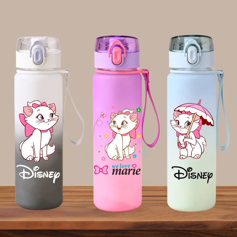 Disney Marie Cat The AristoCats 550ML taza de agua de gran capacidad para niños portátil de plástico Aldult botella de agua deportiva al aire libre regalos
