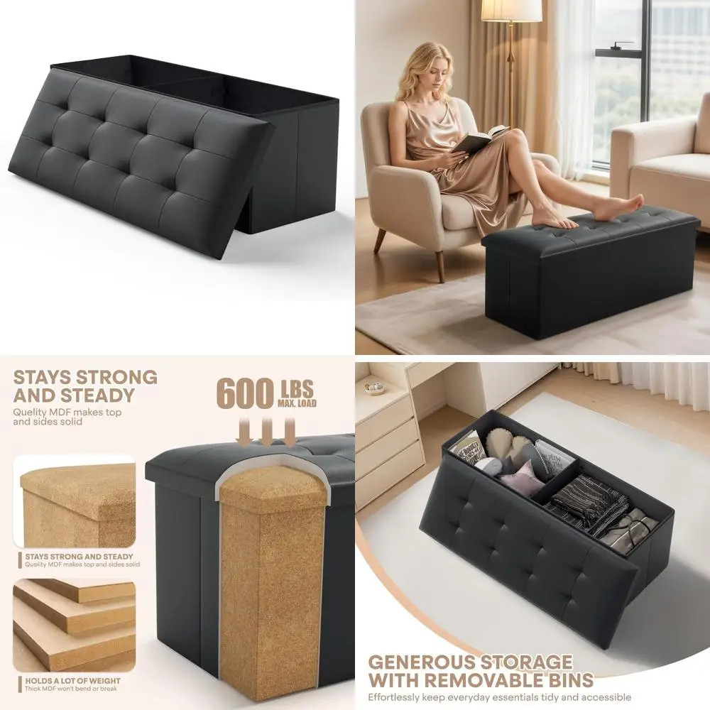 

Многофункциональная оттоманская скамья для хранения вещей, 43x15x15, подставка для ног для гостиных, спален и прихожей