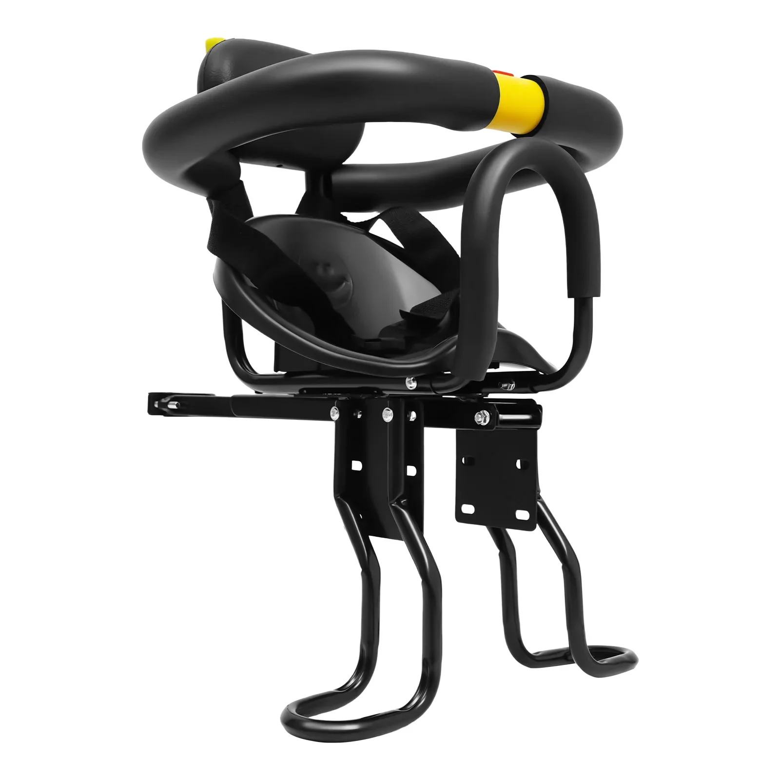 Blac 子供用自転車シート フロント、フットペダル付き自転車シート、1歳から5歳までの子供向けの背もたれをサポート