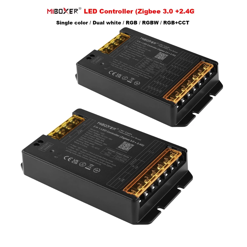 Miboxer Zigbee3.0+2.4G High Current LED Controller 30A HZ2 HZ5  DC12-48V RF Remote Dim/CCT/RGB/RGB+CCT Light Strp Alexa Google
