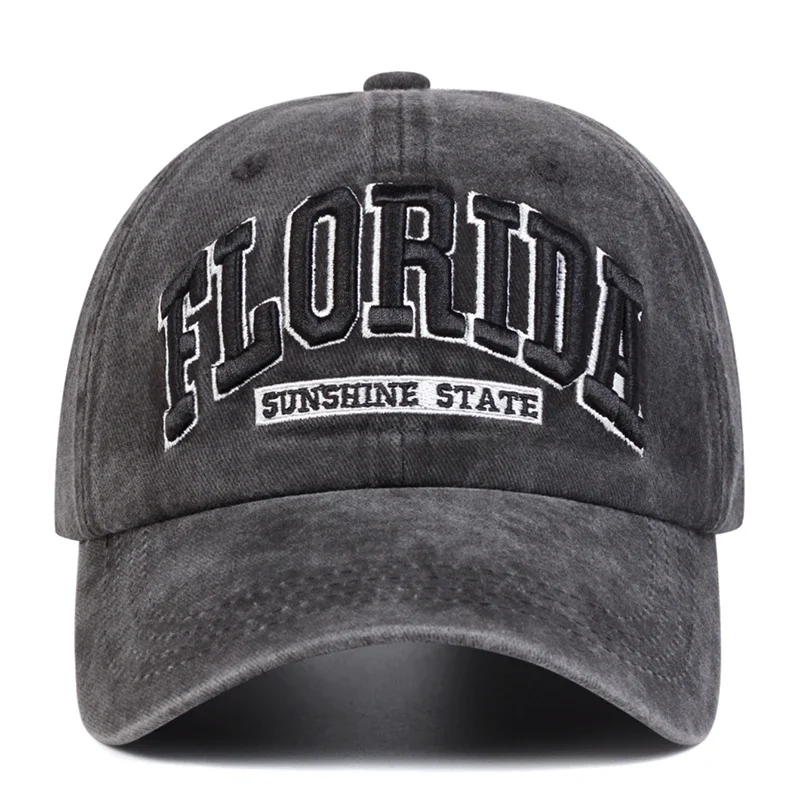 Gorras de béisbol unisex con bordado de letras FLORIDA, gorras informales ajustables para exteriores para primavera y otoño, gorra deportiva con protección solar