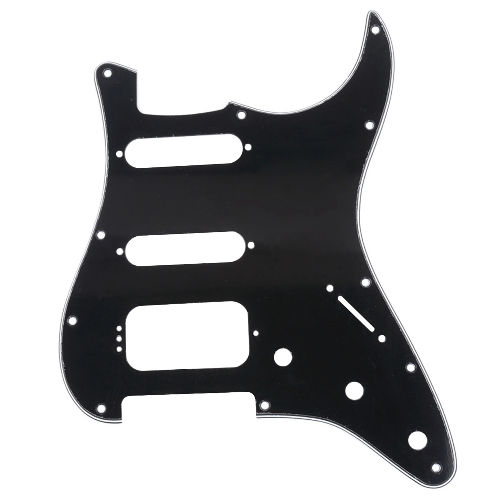 Musiclily Pro 11-Hole Round Corner HSS Guitar ST Pickguard for USA/Mexican ST 4-screw Humbucking Mounting Open Pickup