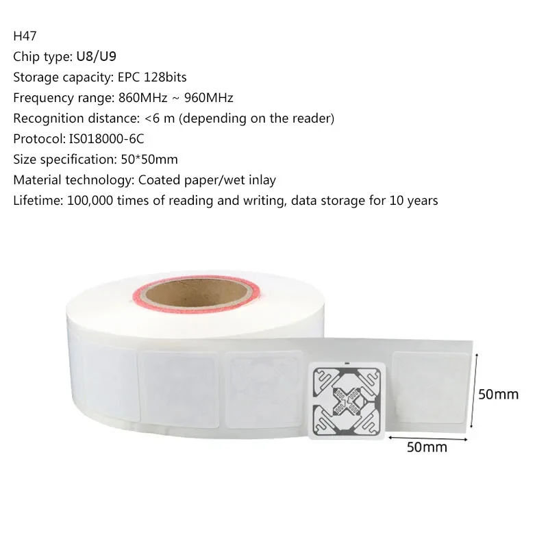 10PCS Lange Afstand RFID UHF Tags Sticker Natte Inlay 860-960mhz Alien U7 EPC Global Gen2 ISO18000-6C