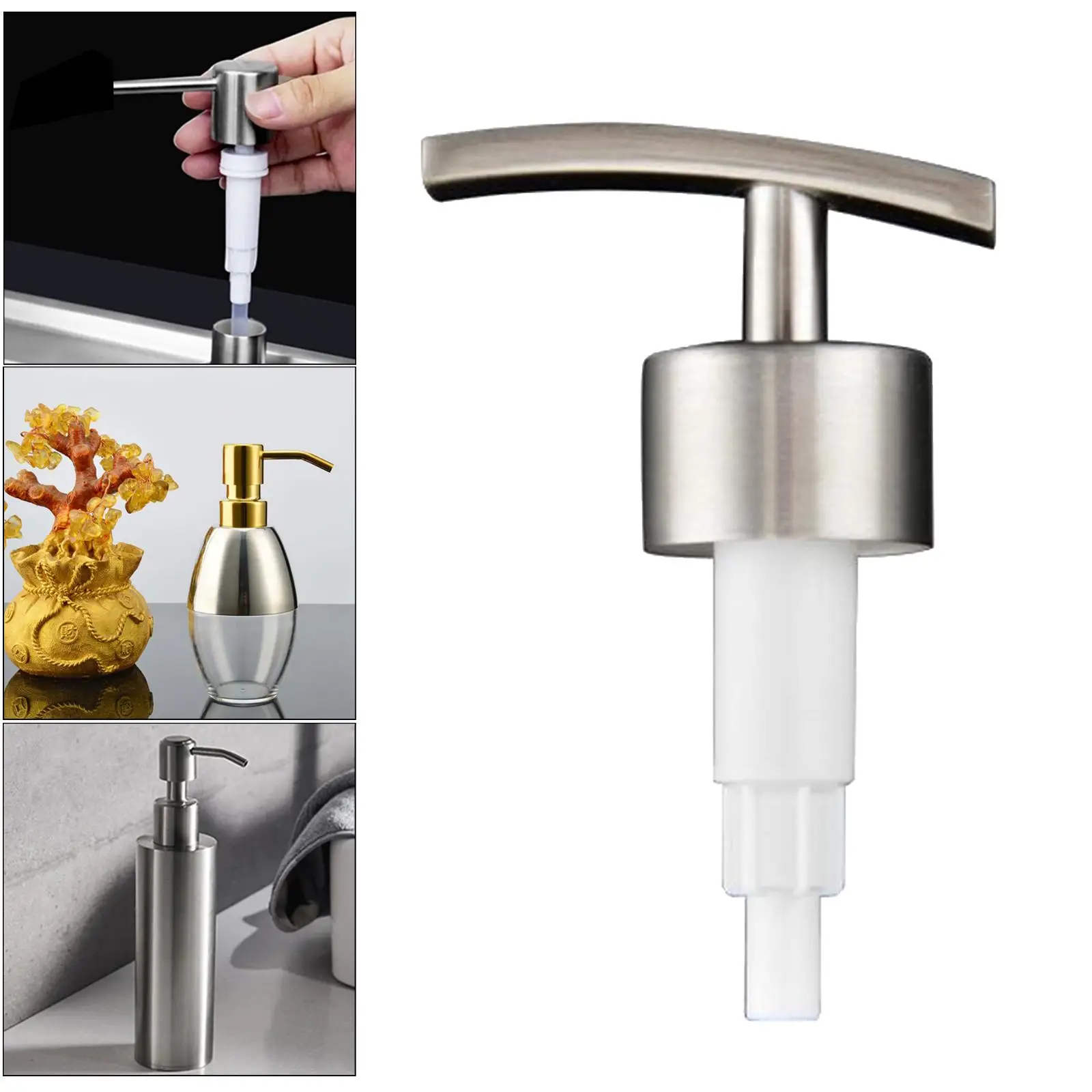 Durable Stainless Steel Soap Pump Leakproof Replacement Hand Soap Dispenser for Ceramic Lotion Bottles