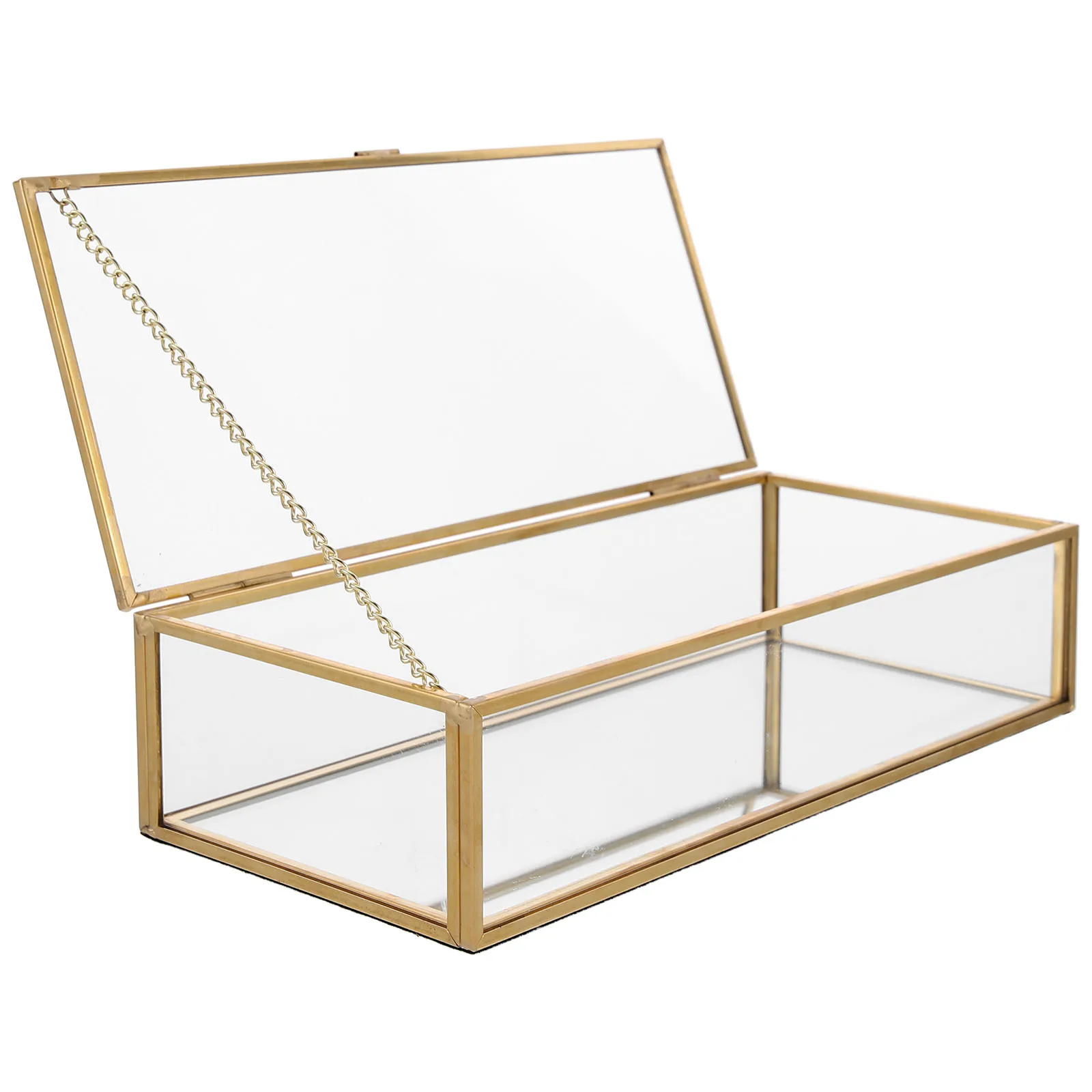 

Transparent Glass Jewelry Box Vintage Jewelry Container Dustproof Organizer for Earrings Rings Necklaces Home Use