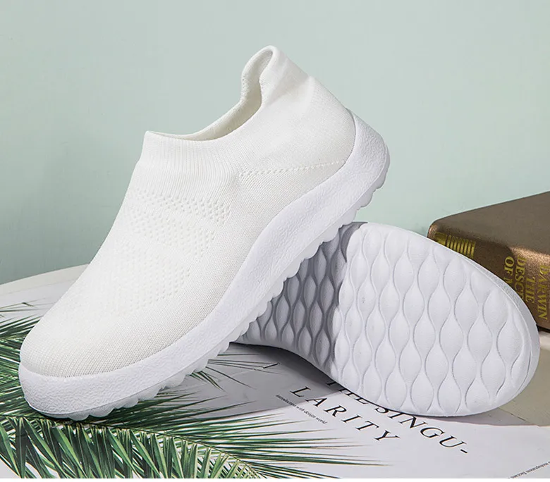 Damen-Sneaker zum Hineinschlüpfen, Damenschuhe, 2023, atmungsaktive Mesh-Turnschuhe für Damen, Sportschuhe, weiße Freizeitschuhe, Zapatillas Mujer – Detail 9
